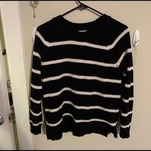 Fuzzy black and white striped sweater